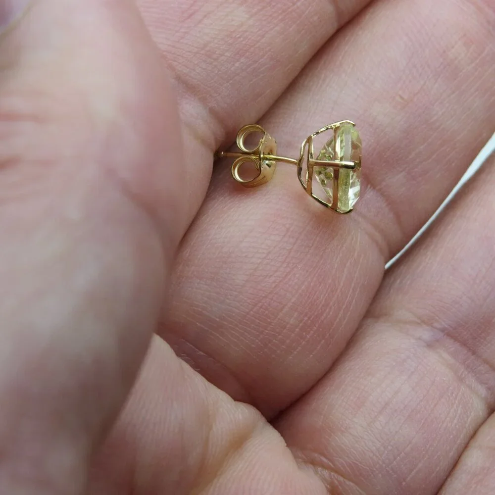 $350 14k Gold 8mm light Citrin Stud earring 3 carat tot - Picture 4 of 4